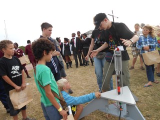 Timo Fischer preparing to launch his 2nd stage water rocket