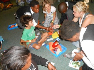 Liezel Cloete a learner from Sutherland High School working with learners during the rocket workshop